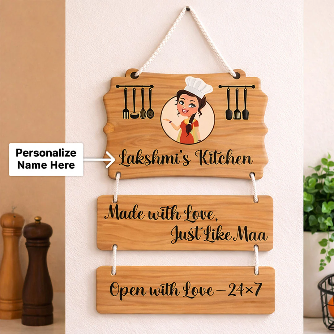 Personalized Mom Kitchen Wooden Wall Hanging (9x12") - Image 5