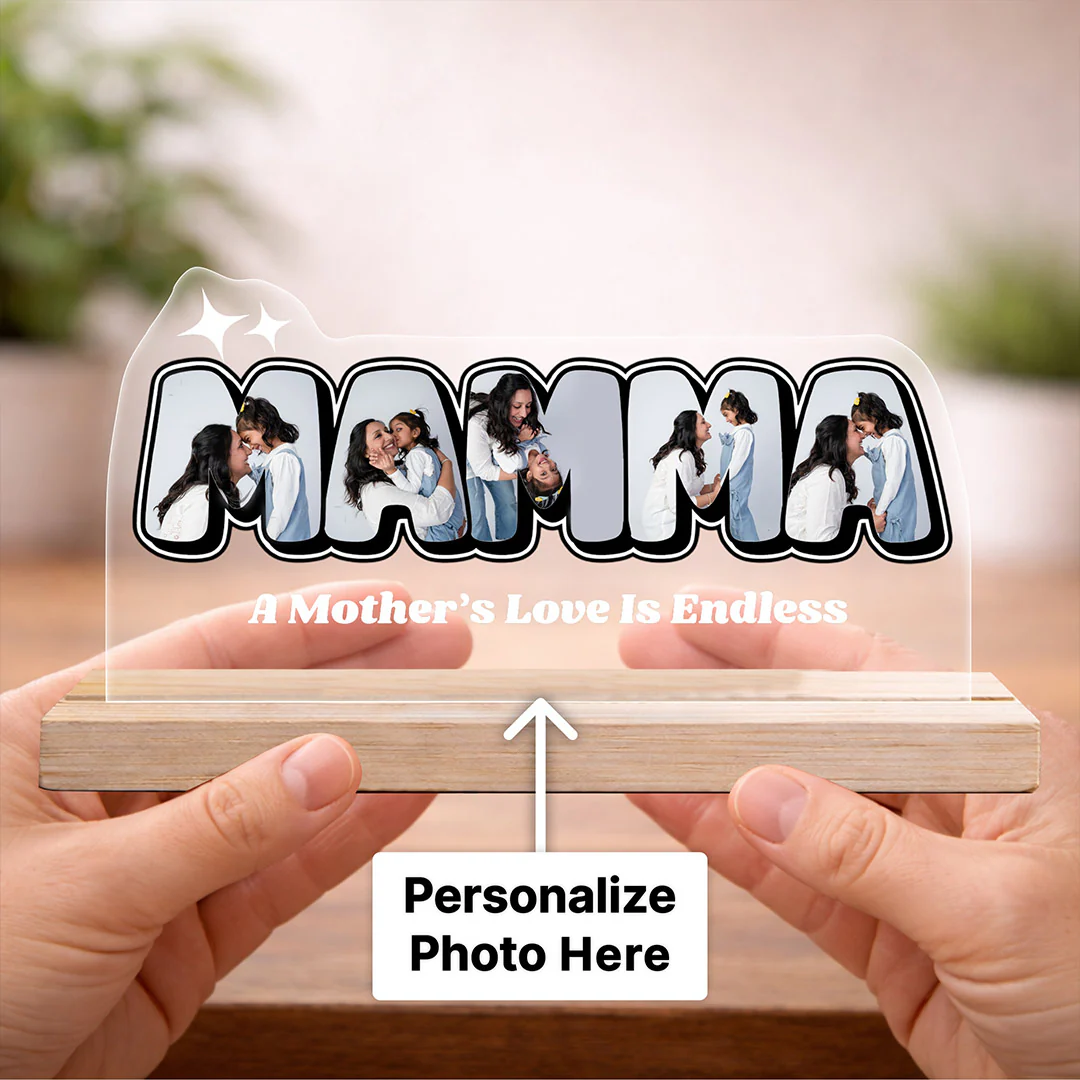 Personalized MOM Photo Acrylic Table Stand-3x5" - Image 2