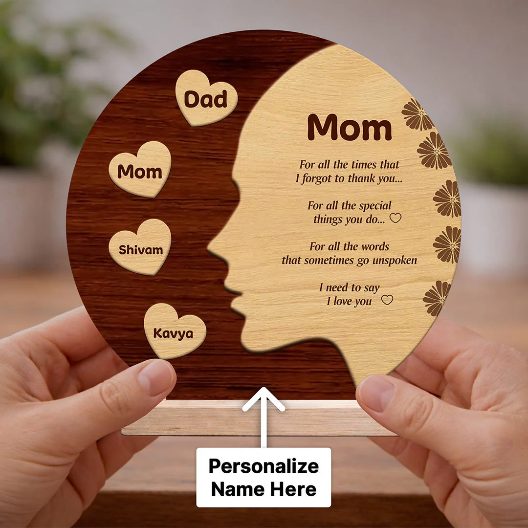 Personalized Mom Wooden Engraved Table Top (8x8") - Image 2