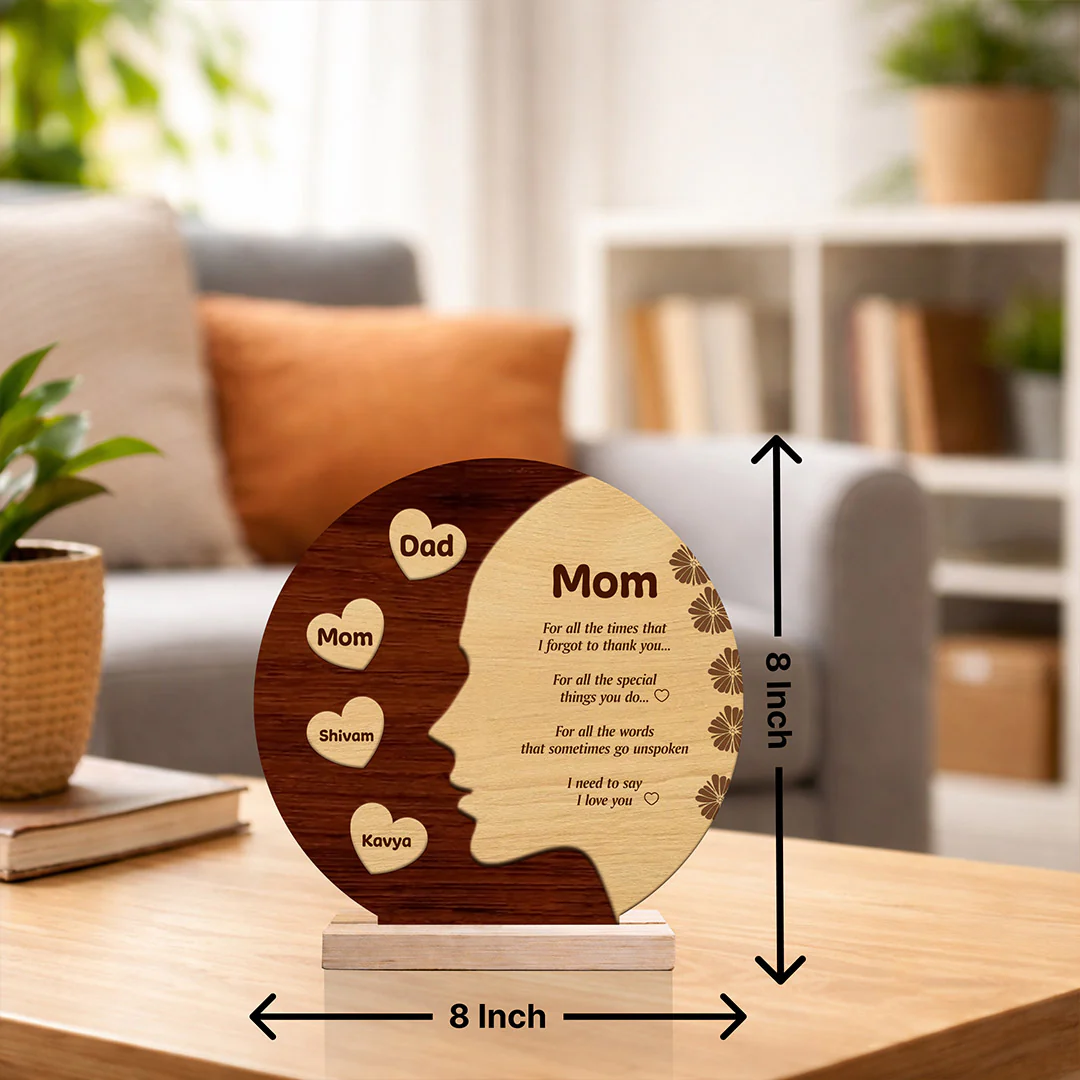 Personalized Mom Wooden Engraved Table Top (8x8") - Image 3