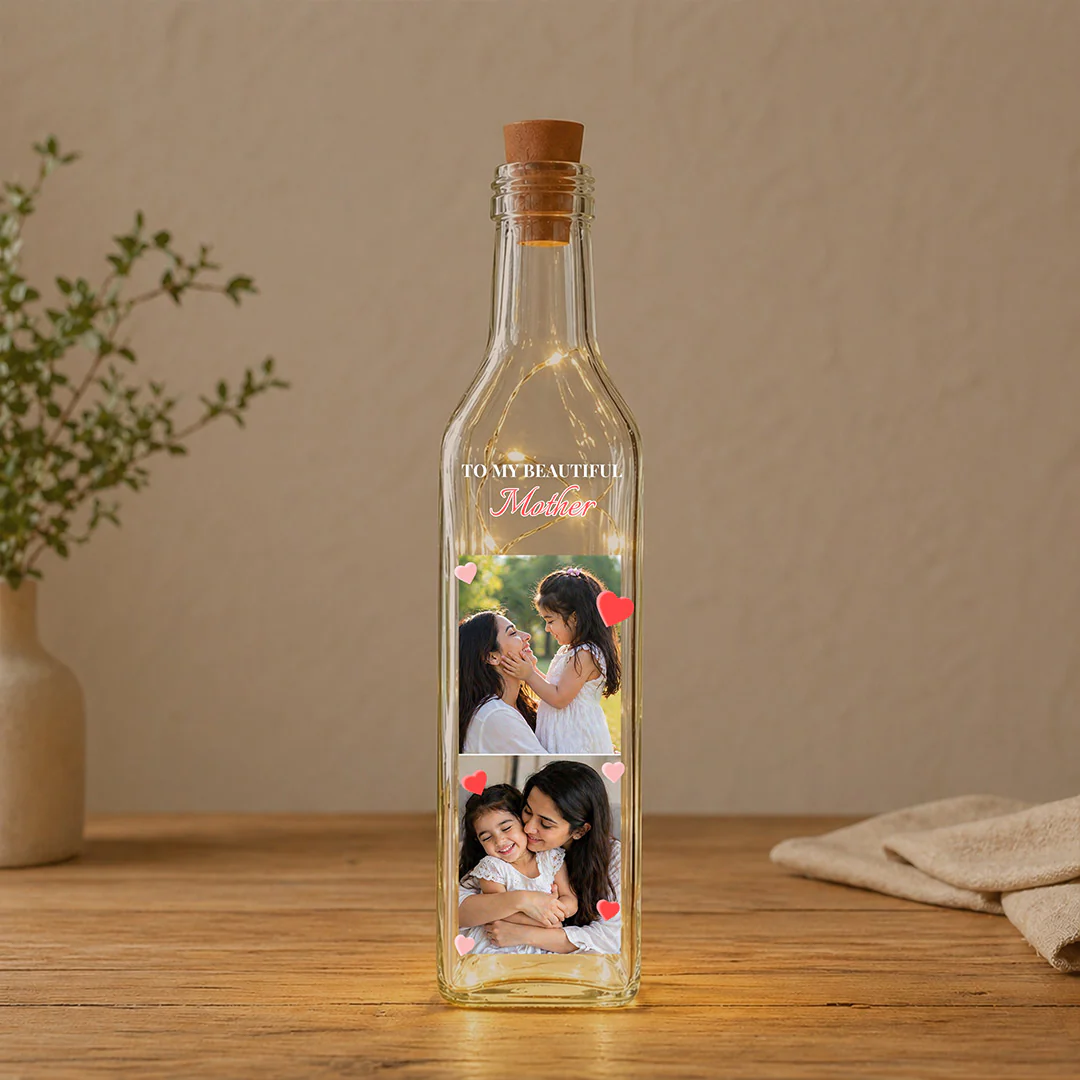Personalized Mother Photo LED Memory Bottle Lamp Gift | Decorative Light for Mom - Image 4