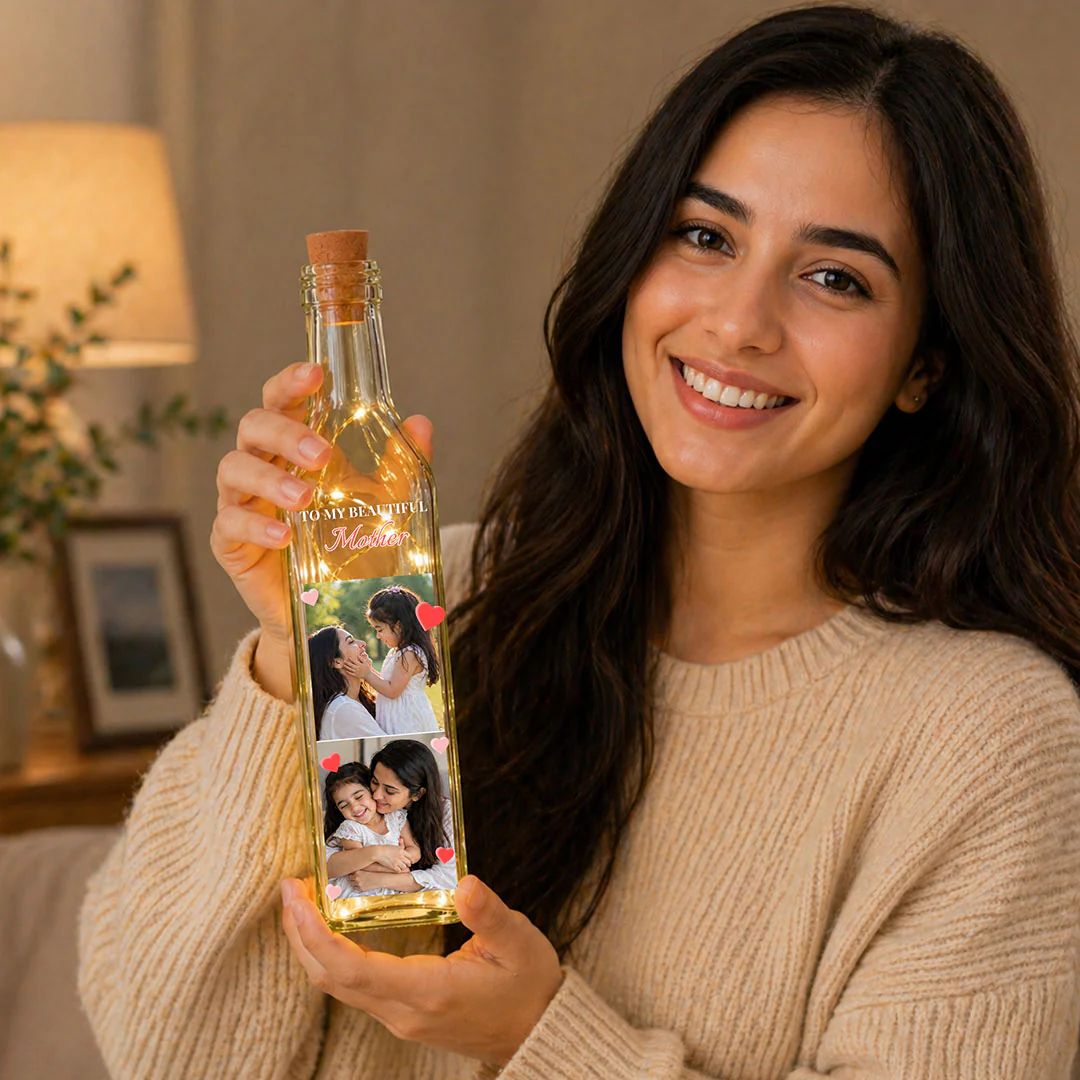 Personalized Mother Photo LED Memory Bottle Lamp Gift | Decorative Light for Mom - Image 5
