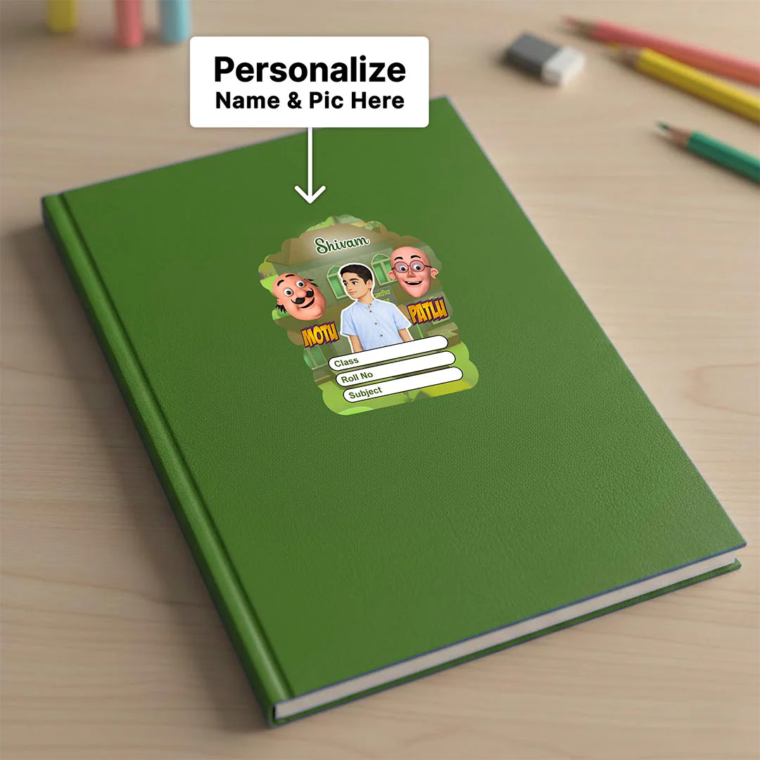Personalized Motu Patlu Cartoon Kids Name Slips – Illustrated Cartoon Art School Name Stickers (2×3 Inch, 24 Stickers) - Image 3