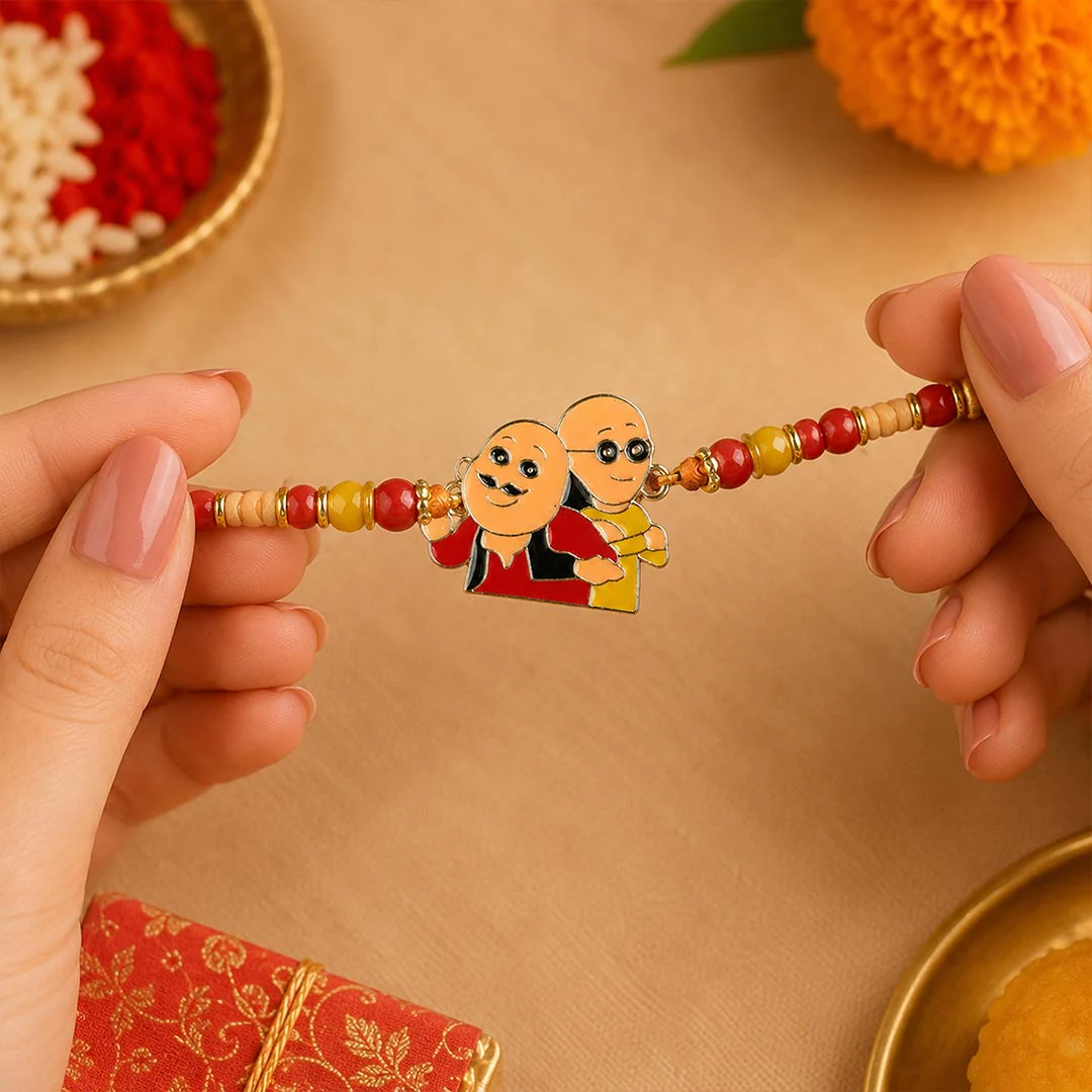 Personalized Motu Patlu Cartoon Kids Rakhi - Image 5