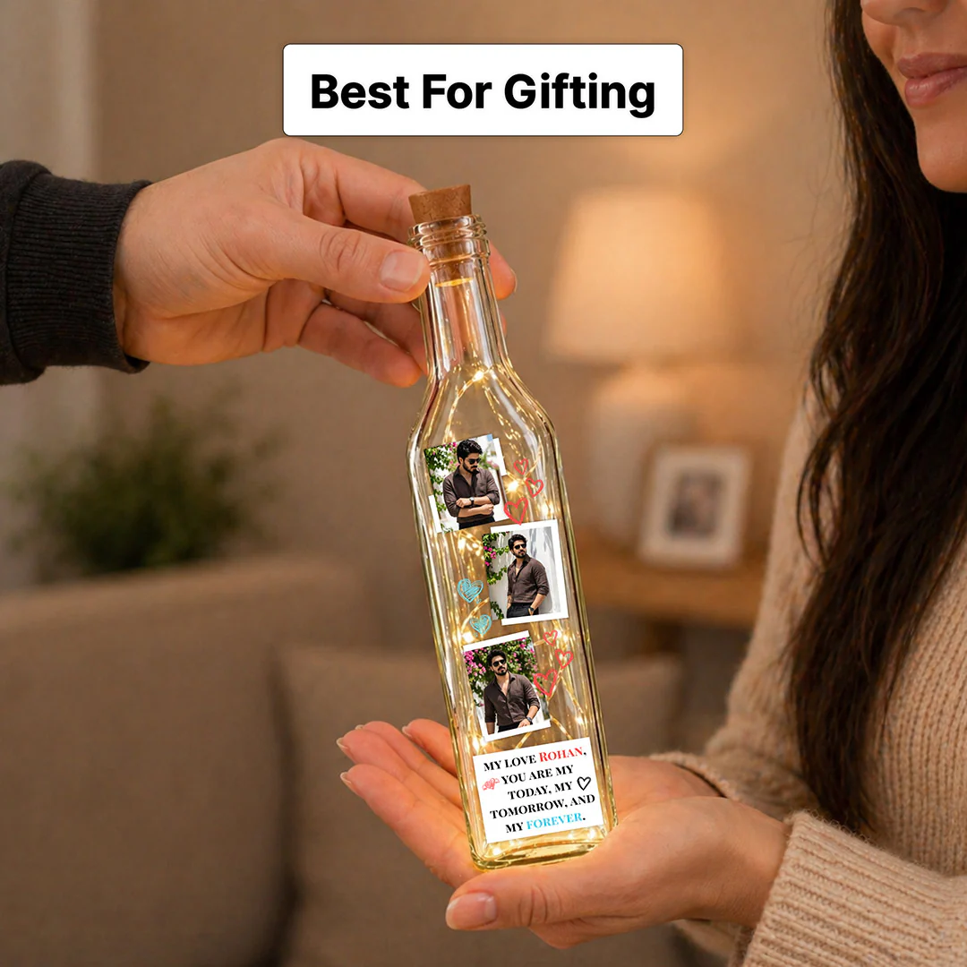 Personalized Multi Photo LED Bottle | Love Memory Light Gift with Name & Message - Image 4
