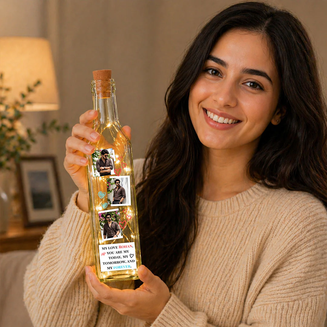 Personalized Multi Photo LED Bottle | Love Memory Light Gift with Name & Message - Image 5