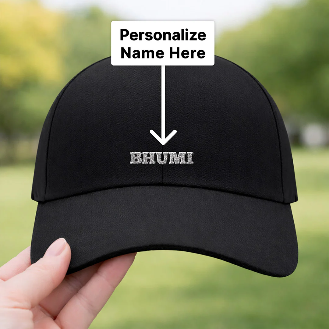Personalized Name Printed Black Cap for Girl - Image 3