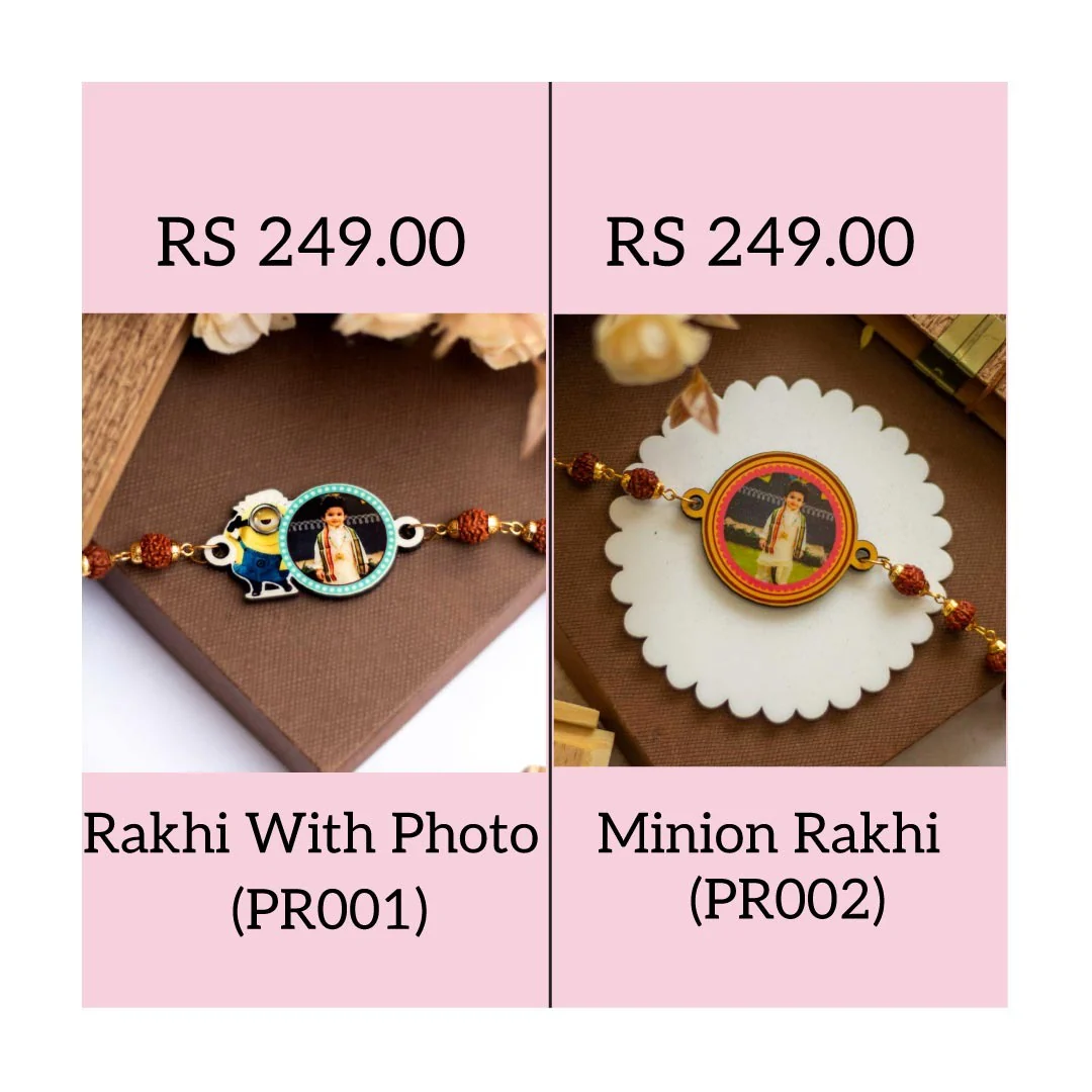Personalized Name Rudraksha Rakhi for Brother With Photo - Image 3