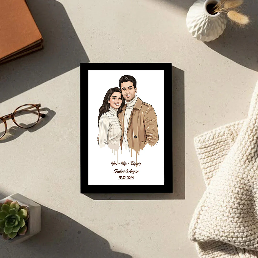 Personalized Oil Paint Style Couple Portrait Frame (8×12")