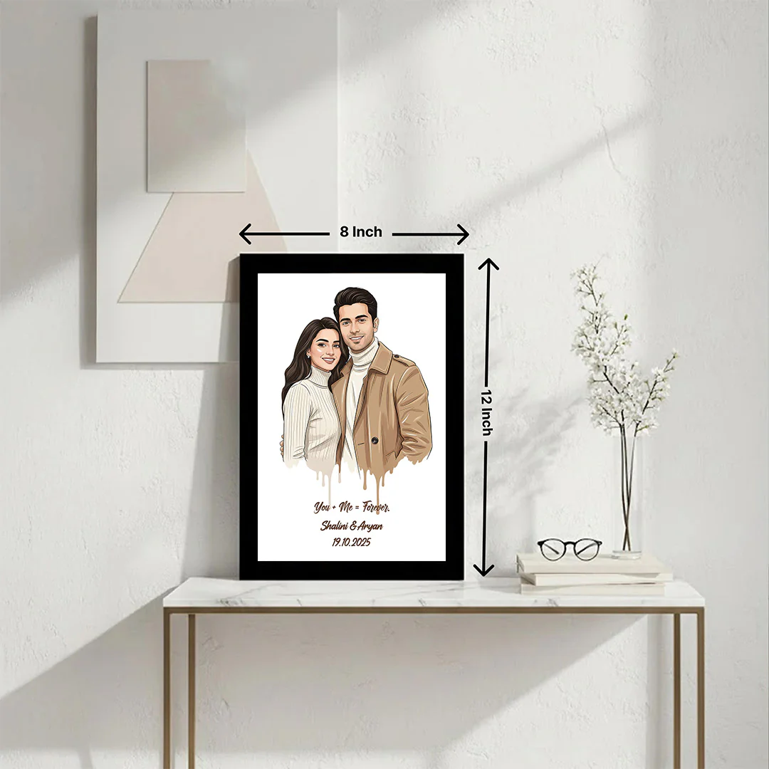 Personalized Oil Paint Style Couple Portrait Frame (8×12") - Image 2