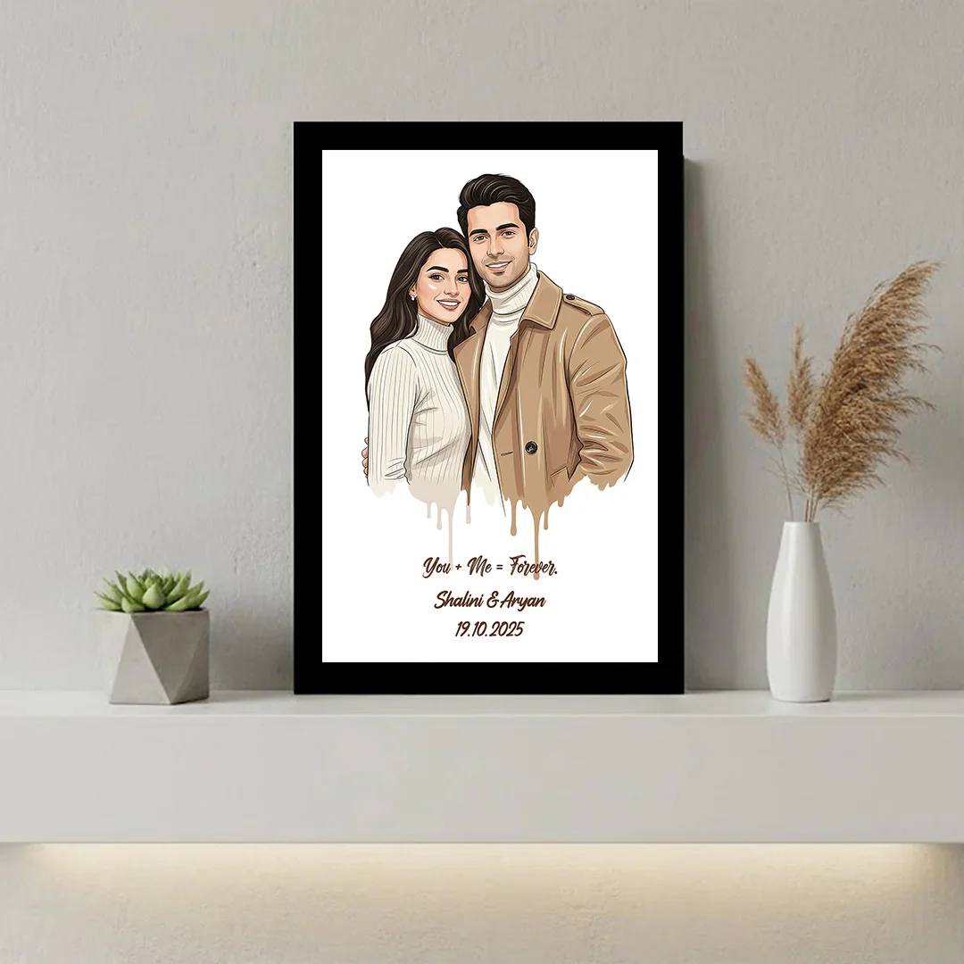 Personalized Oil Paint Style Couple Portrait Frame (8×12") - Image 4