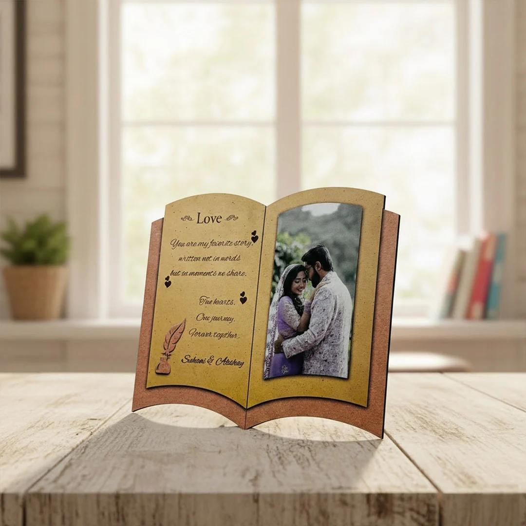 Personalized Open Book Photo Frame (7×8”)