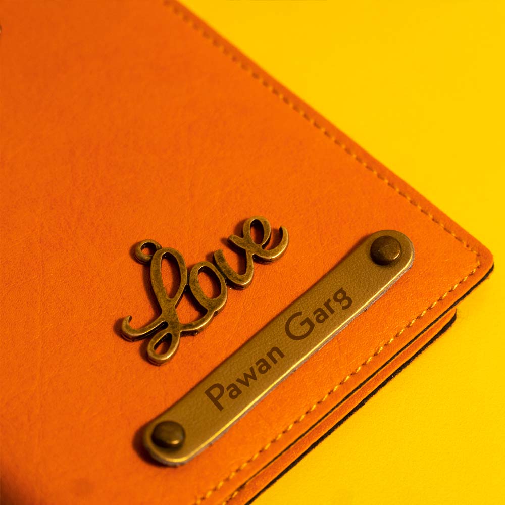 Personalized Leather Passport Cover With Name & Charm - Orange - Image 3