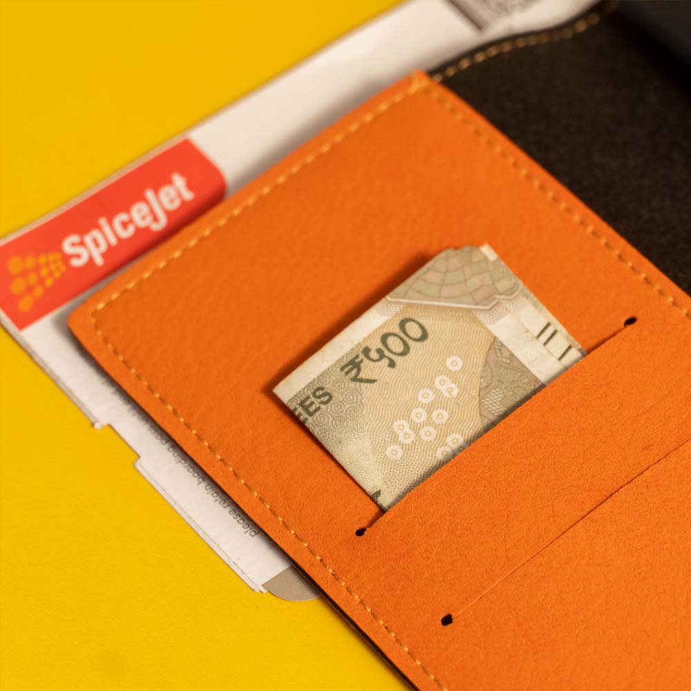 Personalized Leather Passport Cover With Name & Charm - Orange - Image 4