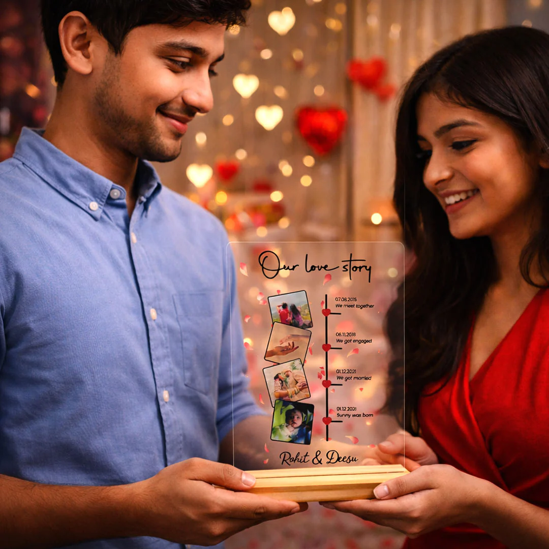 Personalized “Our Love Story” Acrylic Frame – Table Top (6×8 Inch) - Image 3