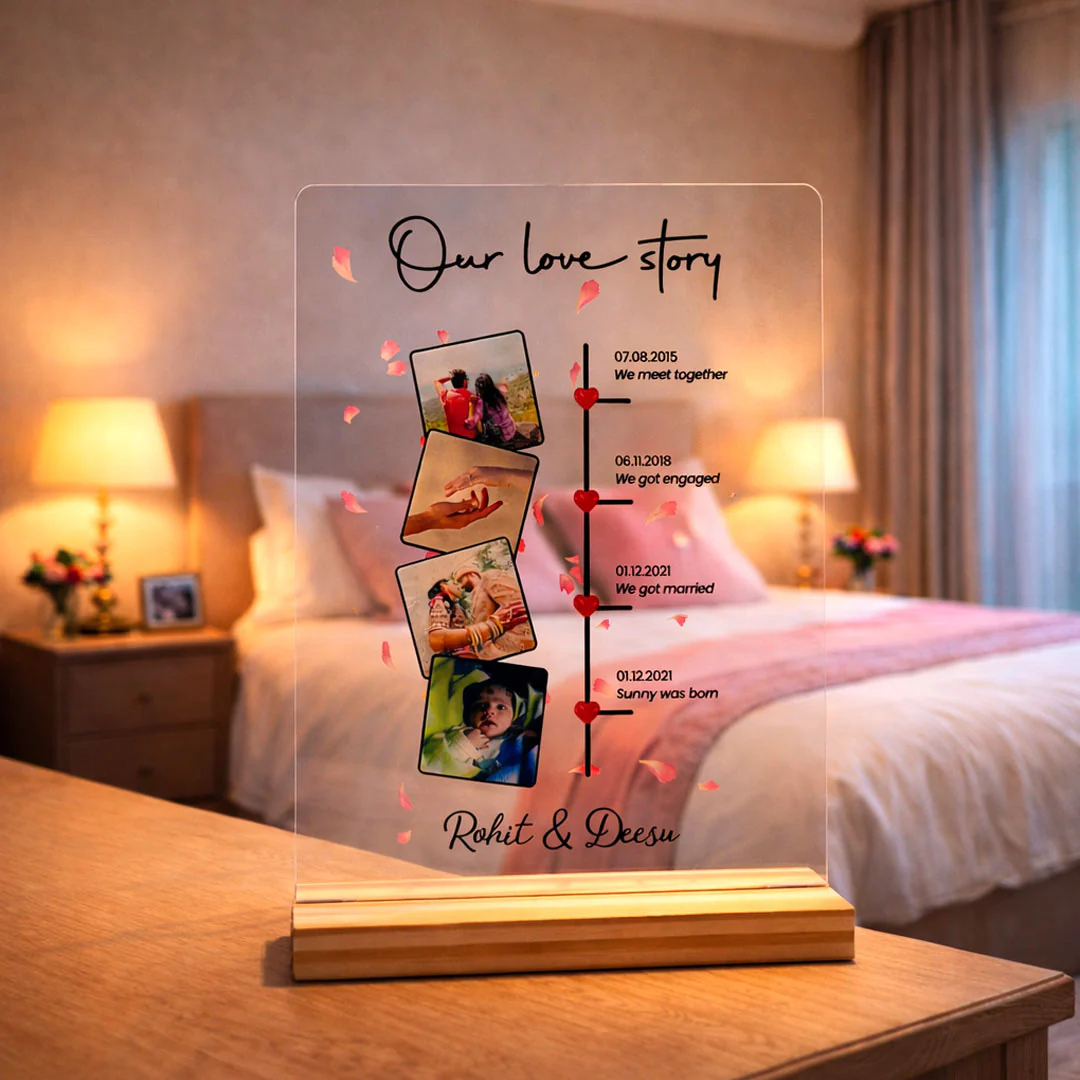 Personalized “Our Love Story” Acrylic Frame – Table Top (6×8 Inch) - Image 4