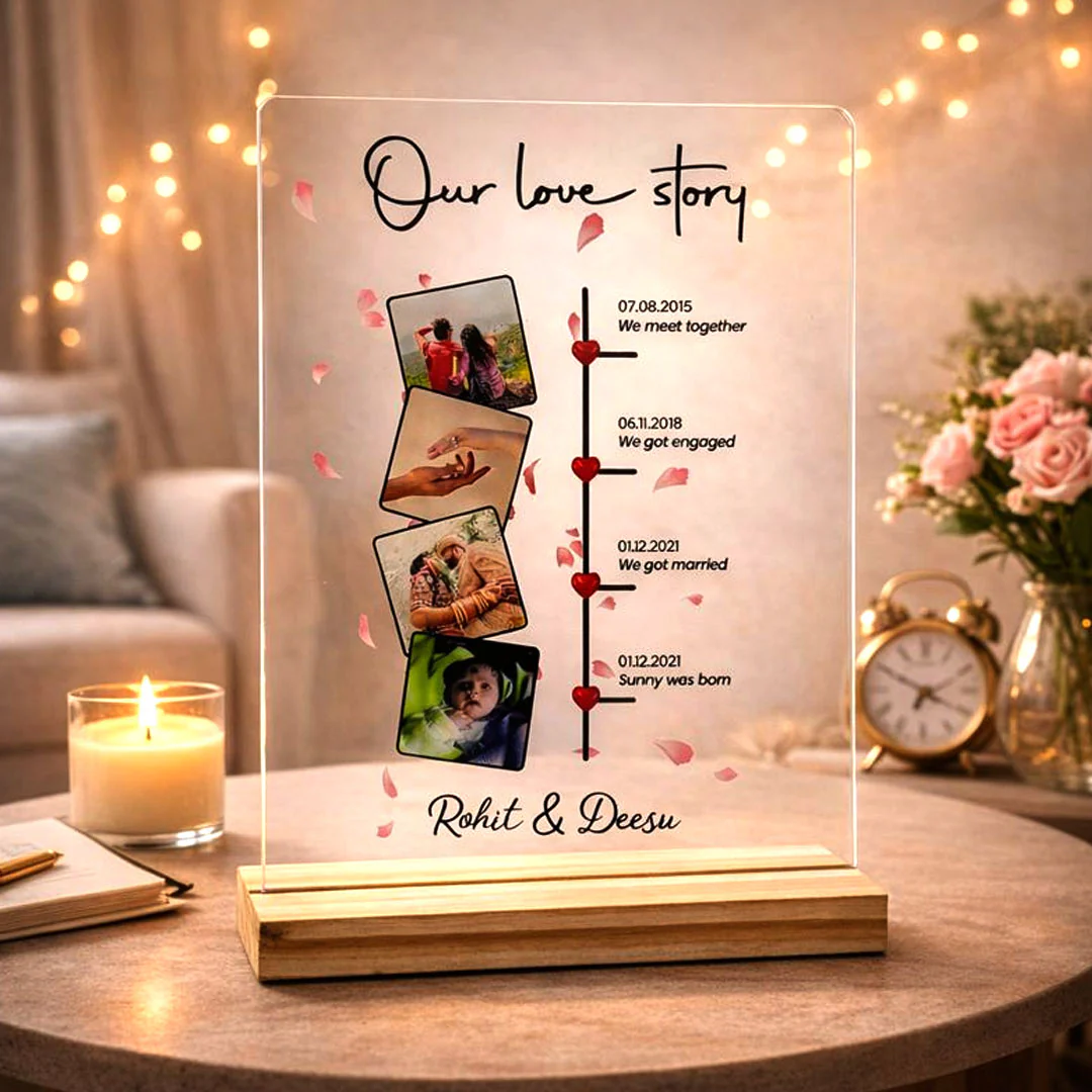 Personalized “Our Love Story” Acrylic Frame – Table Top (6×8 Inch) - Image 5