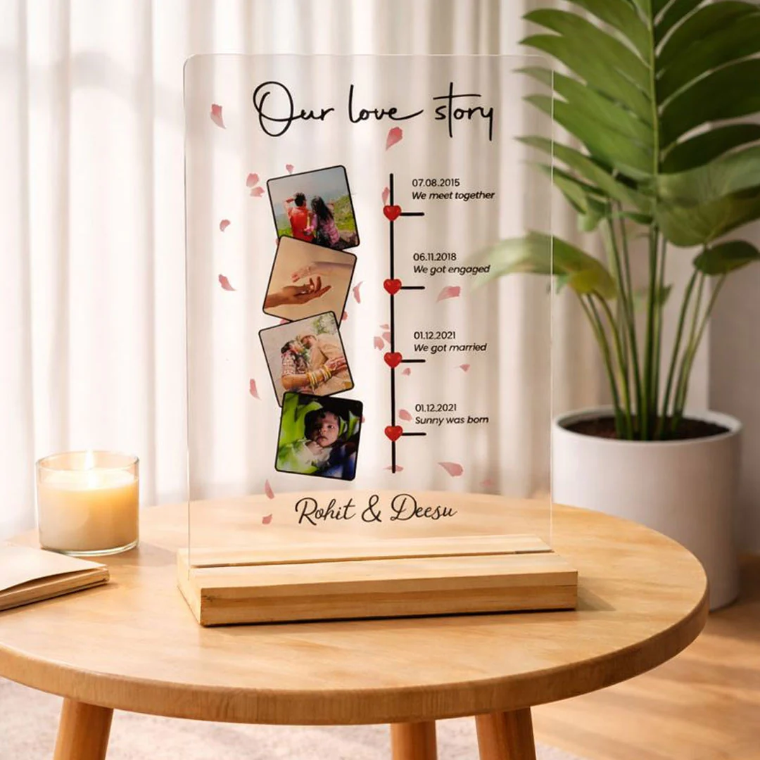 Personalized “Our Love Story” Acrylic Frame – Table Top (6×8 Inch) - Image 6