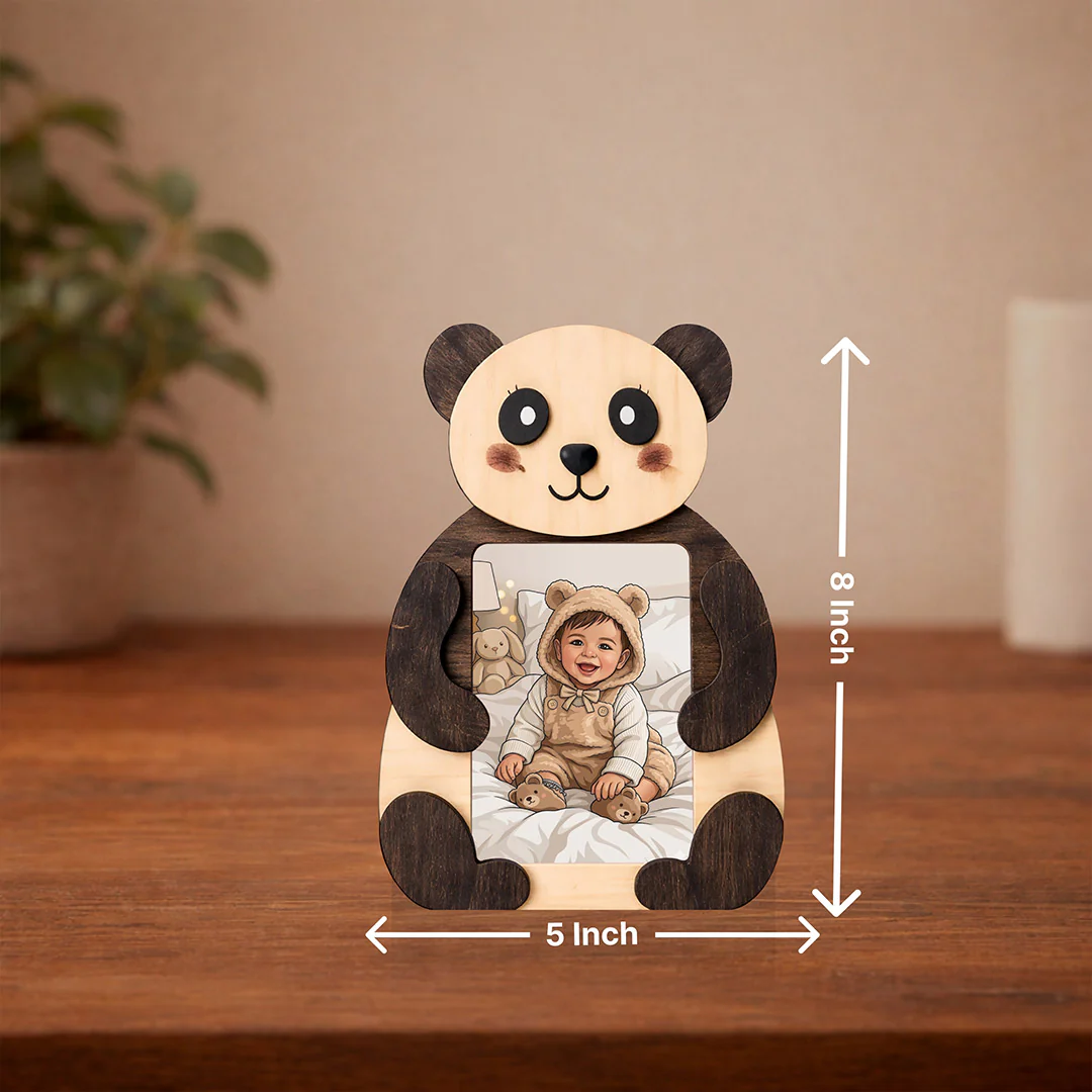 Personalized Panda Wooden Photo Frame (5x8")| Cute Baby Memory Gift - Image 2
