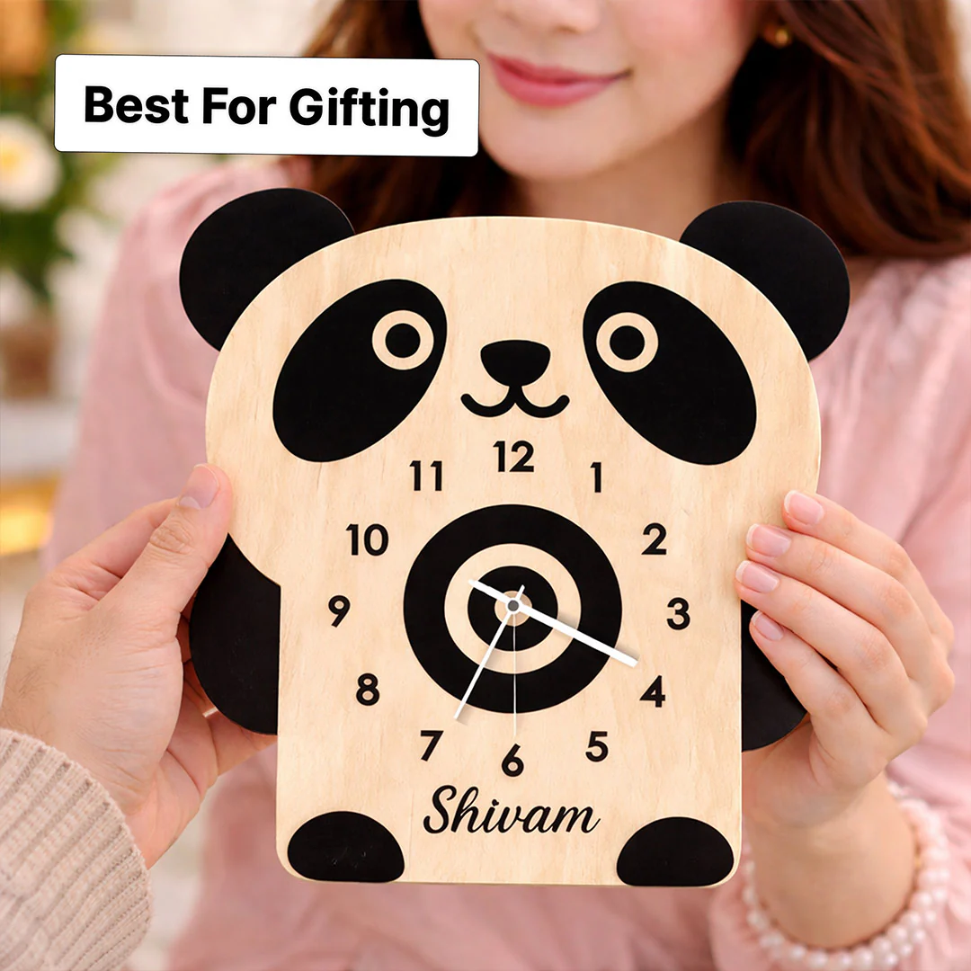 Personalized Panda Wooden Wall Clock- 8x10" - Image 2