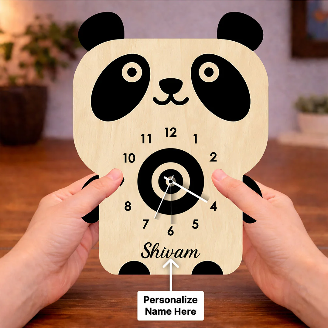 Personalized Panda Wooden Wall Clock- 8x10" - Image 4