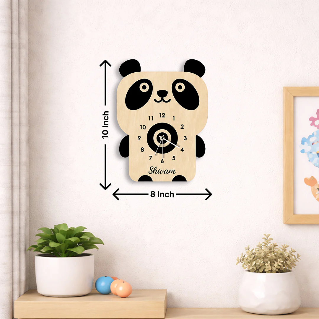 Personalized Panda Wooden Wall Clock- 8x10" - Image 5