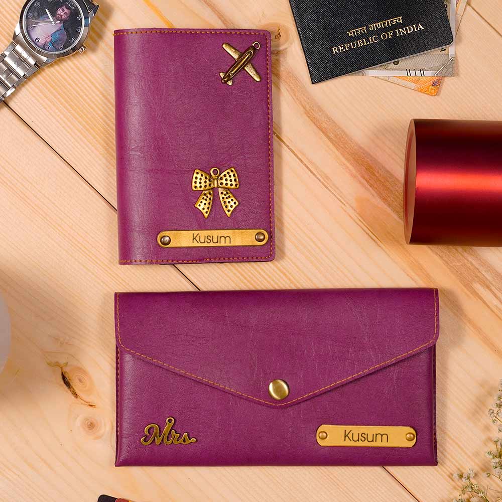 Personalized Passport Cover & Ladies Clutch Combo - Image 19