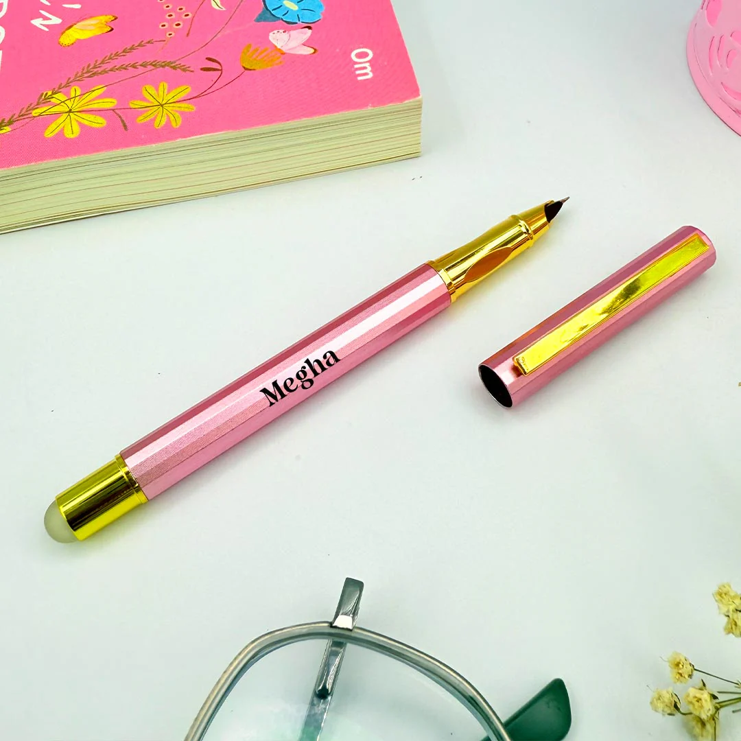Personalized Pen Beautiful Pink Glossy Finish Look - Image 3