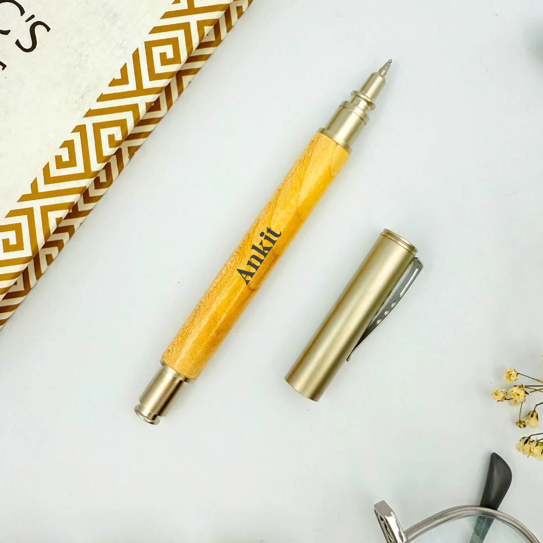 Personalized Pen Wood Body With Metal Cap - Image 4