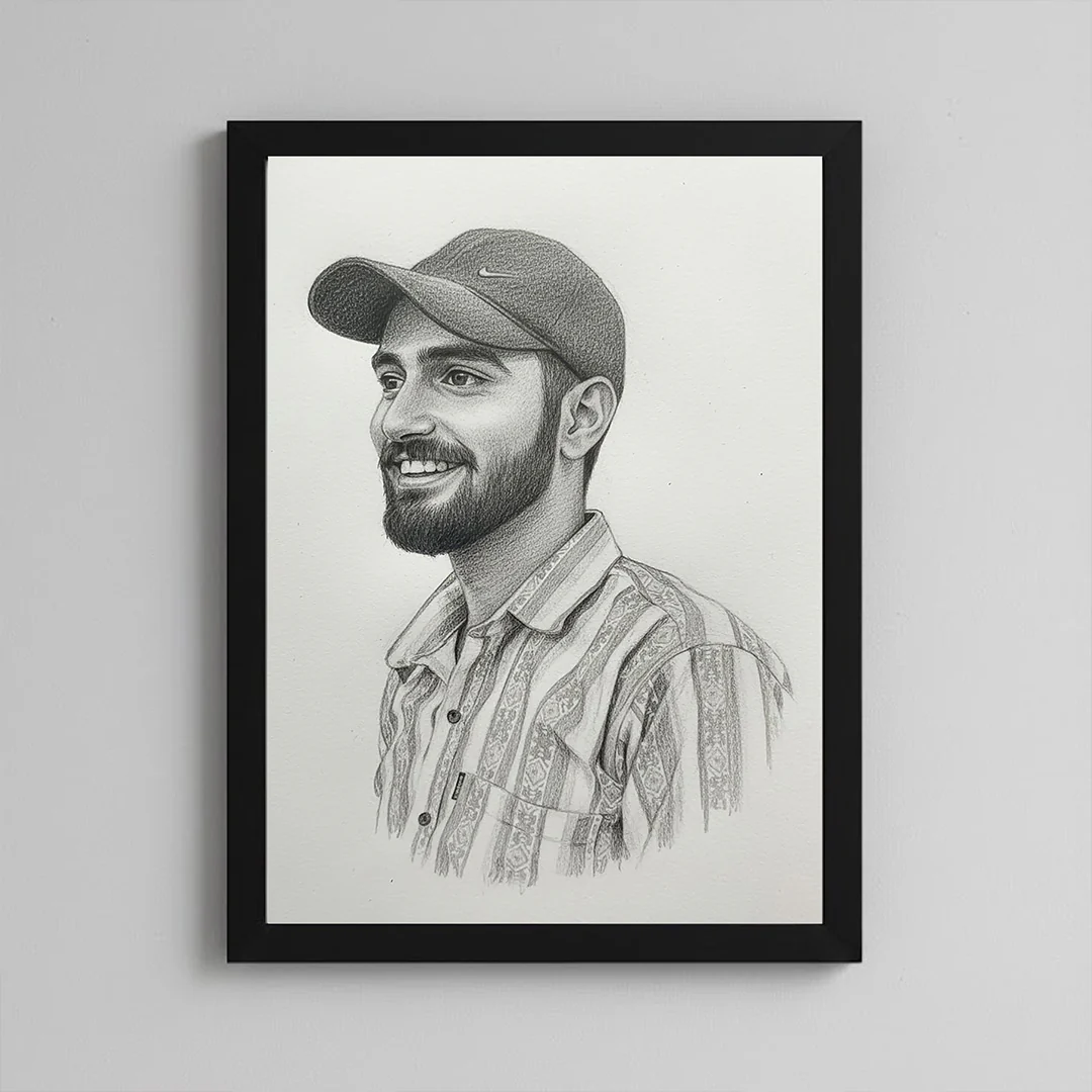 Personalized Pencil Sketch Portrait Wall Frame