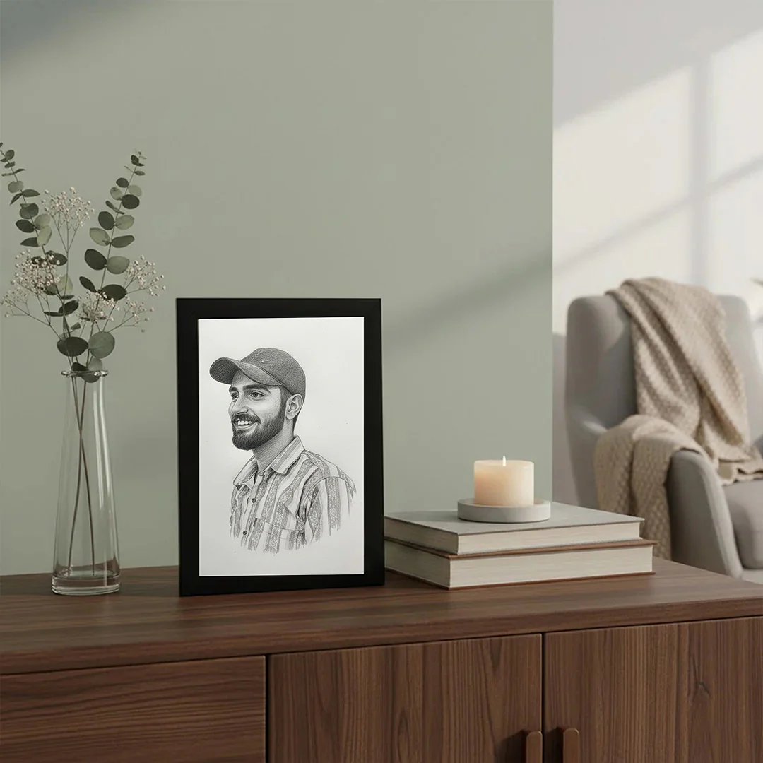 Personalized Pencil Sketch Portrait Wall Frame - Image 3