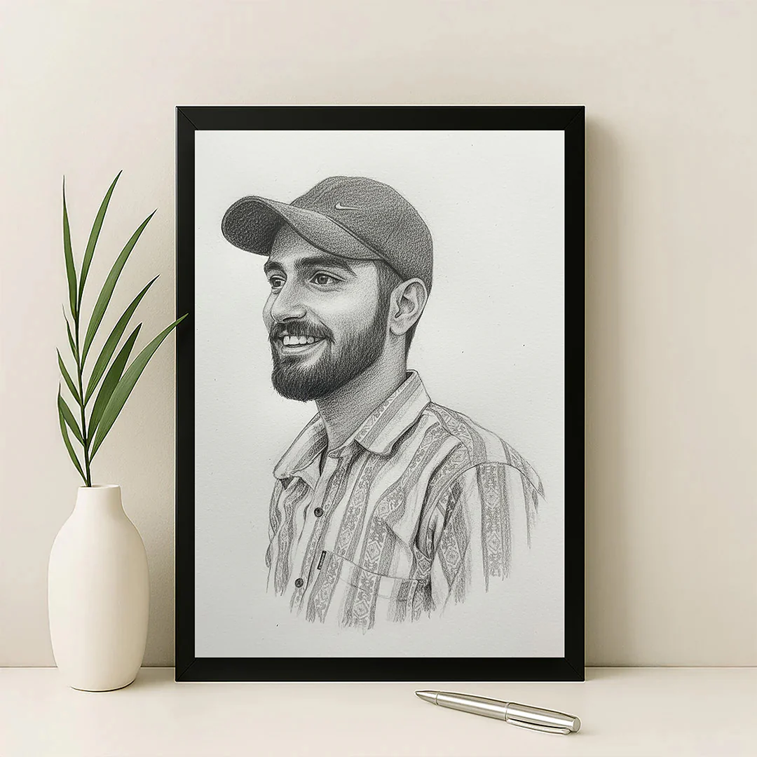 Personalized Pencil Sketch Portrait Wall Frame - Image 5
