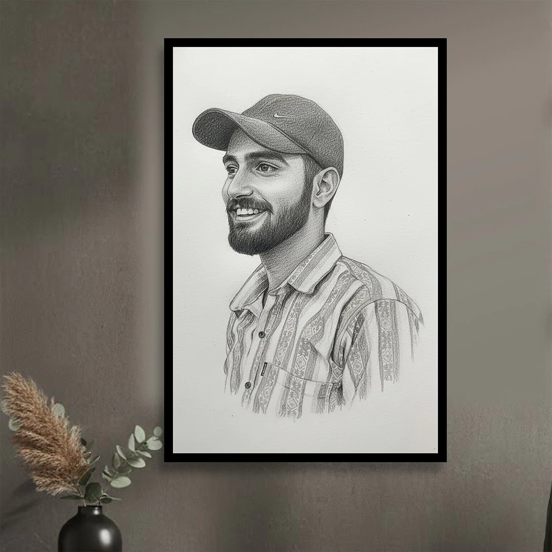 Personalized Pencil Sketch Portrait Wall Frame - Image 6