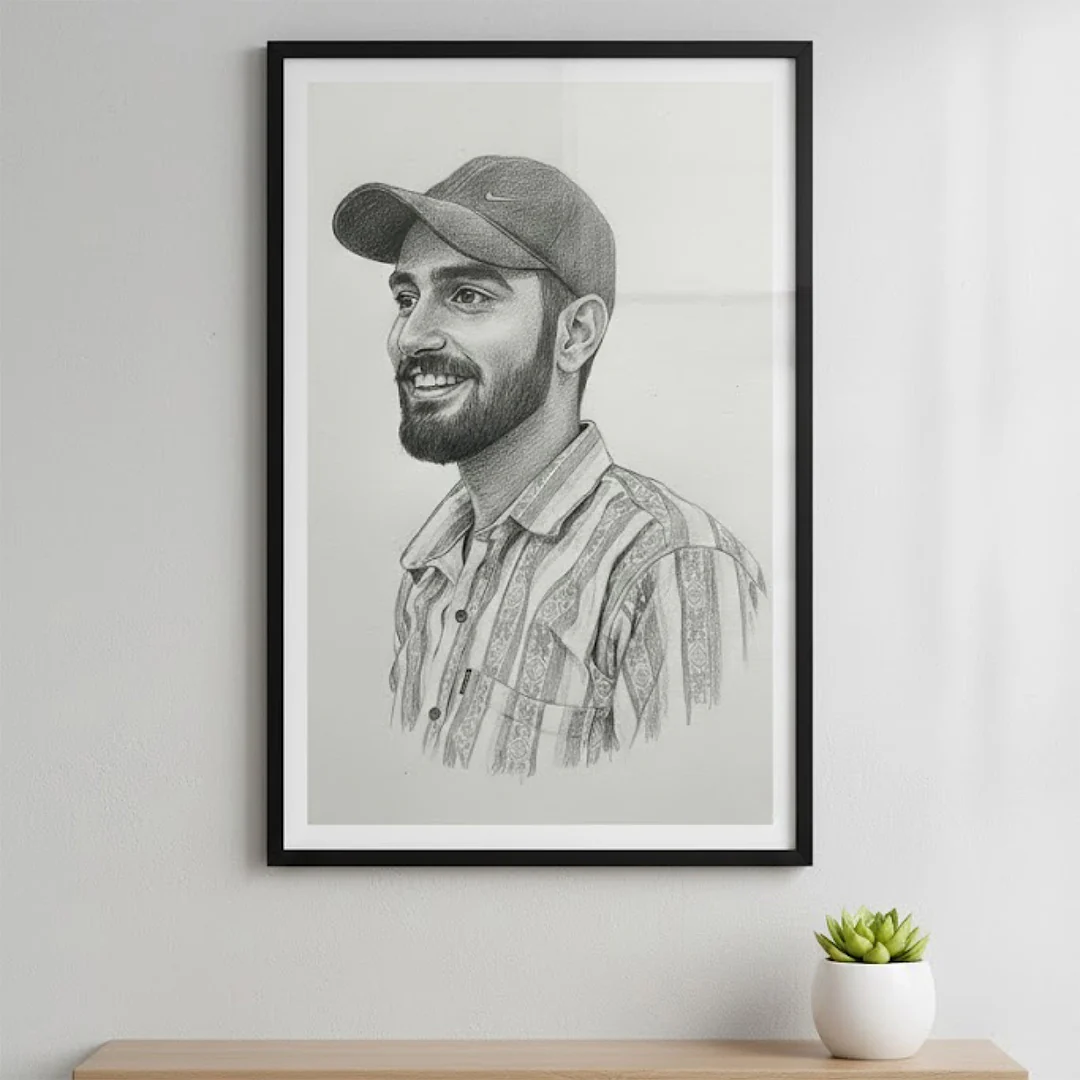 Personalized Pencil Sketch Portrait Wall Frame - Image 7