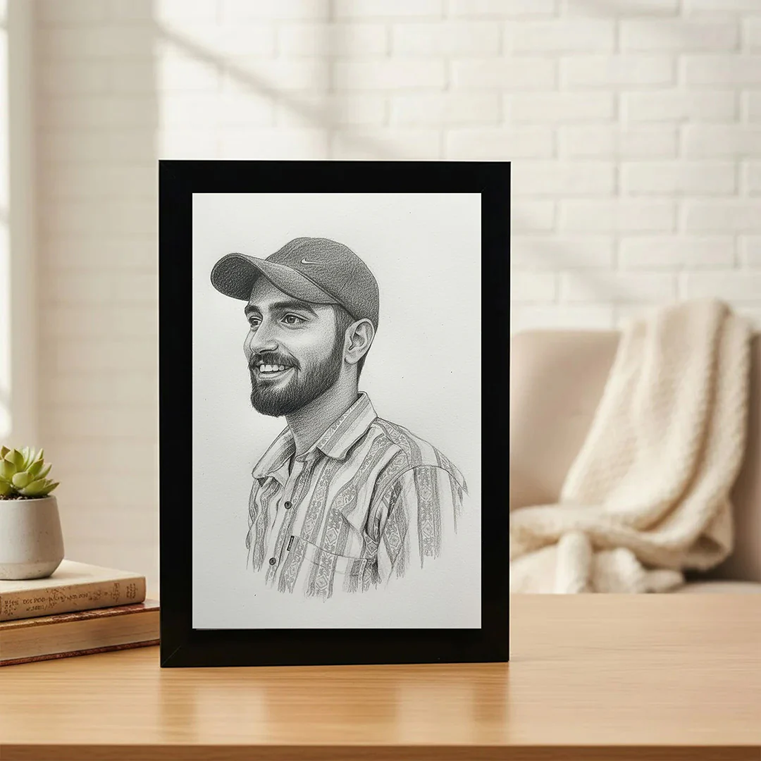 Personalized Pencil Sketch Portrait Wall Frame - Image 8