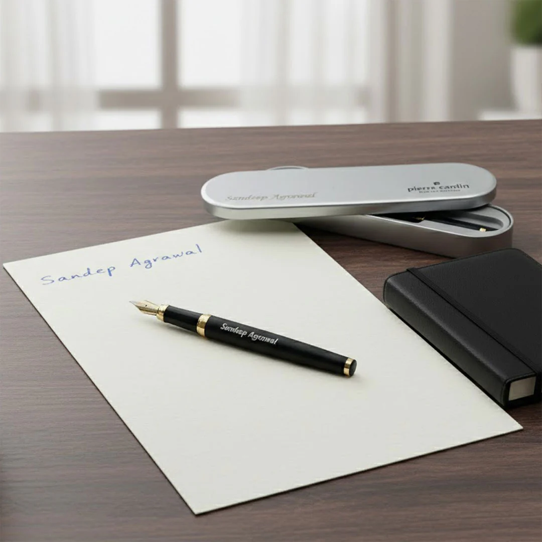 Personalized Pierre Cardin Golden Eye Matte Black Fountain Pen - Image 3