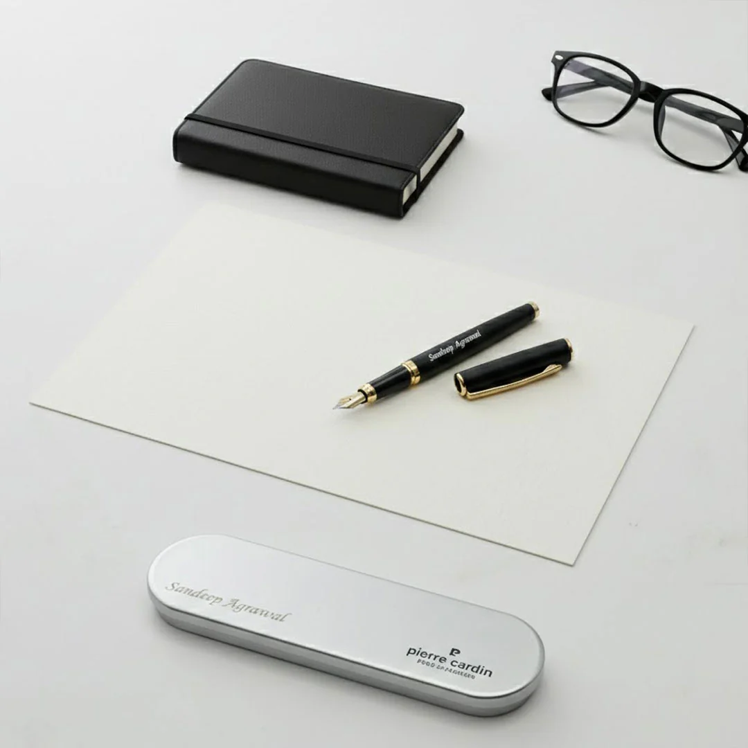 Personalized Pierre Cardin Golden Eye Matte Black Fountain Pen - Image 4