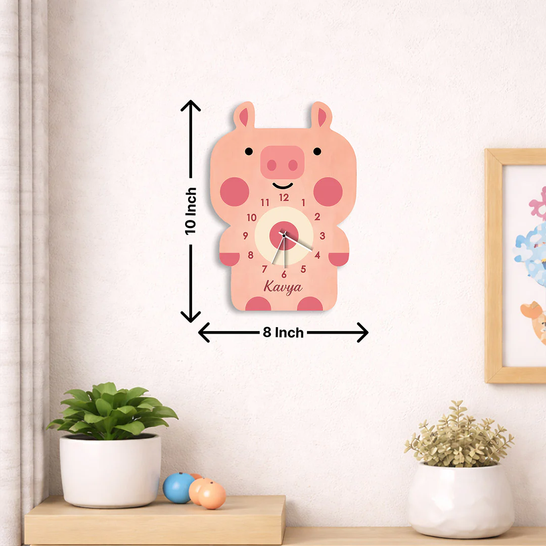 Personalized Piggy Wooden Wall Clock- 8x10" - Image 2