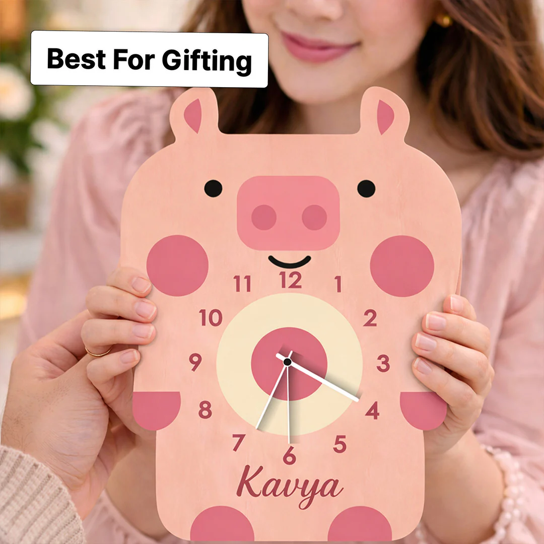 Personalized Piggy Wooden Wall Clock- 8x10" - Image 3