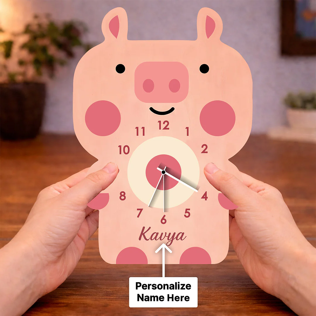 Personalized Piggy Wooden Wall Clock- 8x10" - Image 4