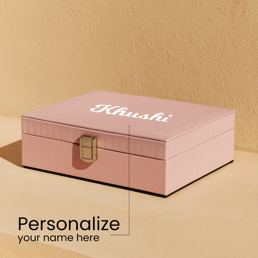 Personalized Pink Leatherette Jewellery Box - Image 3