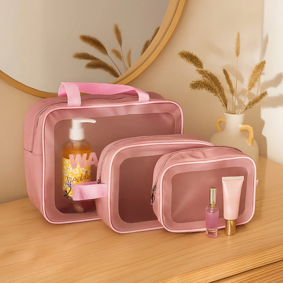 Personalized Pink Travel & Toiletry Washbag Set - Image 2
