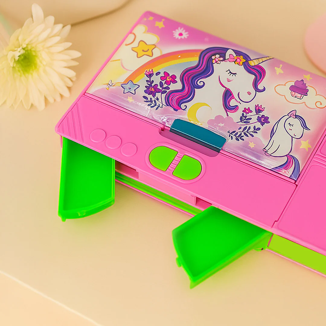 Personalized Pink Unicorn Pencil Box - Image 2
