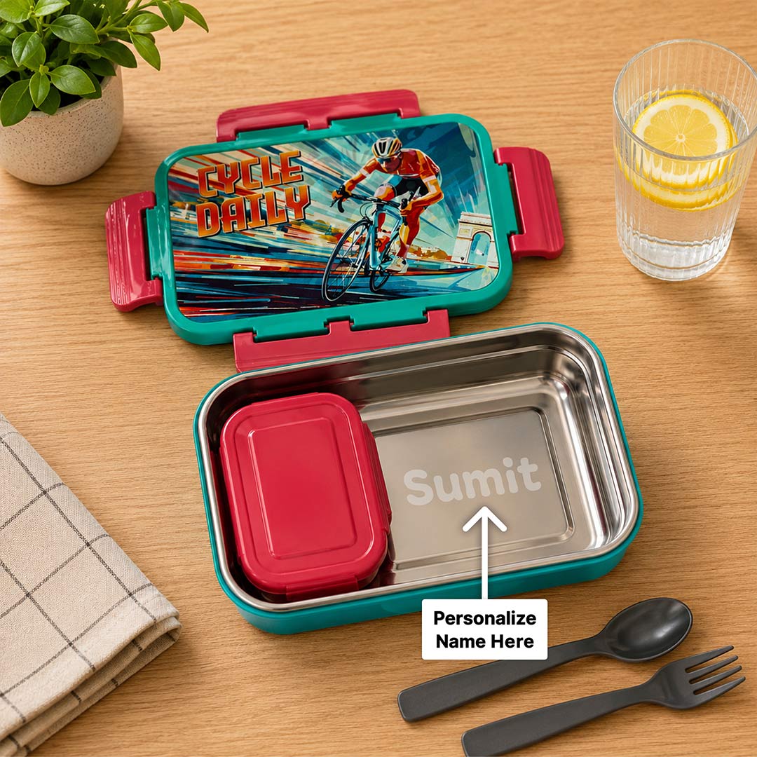 Personalized Pluto Stainless Steel Lunch Box | BPA Free 800ml+150ml School Tiffin Gift for Kids - Image 2