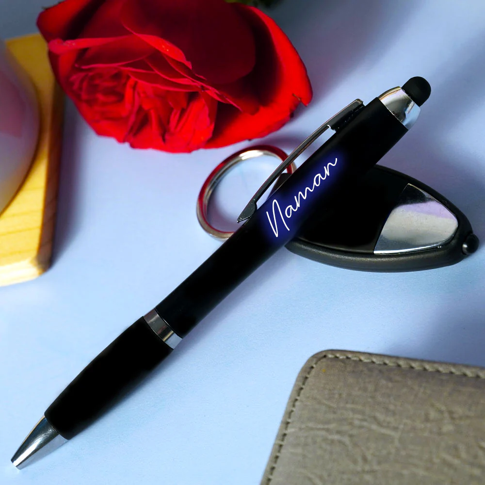Customized LED Pen and Keychain Combo - Black - Image 3