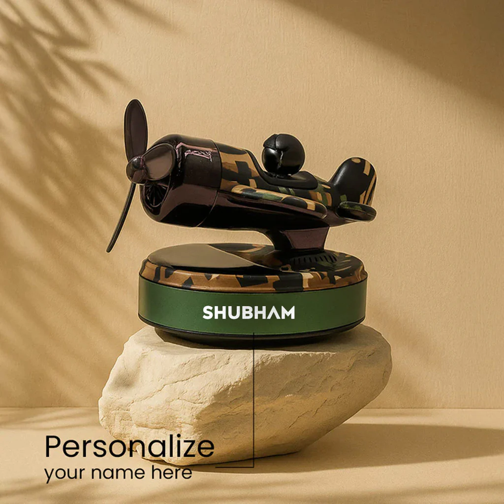 Personalized Propeller Plane Car Perfume – Camouflage Edition - Image 2