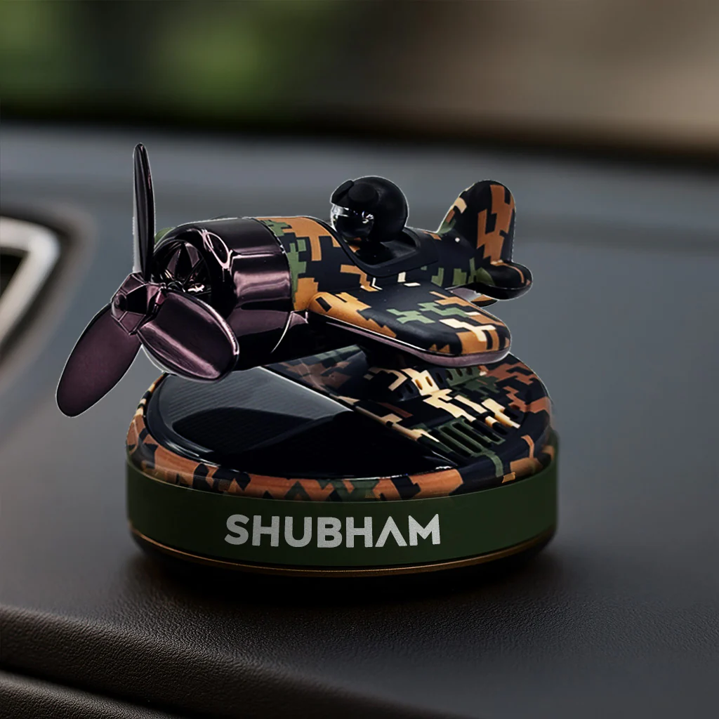 Personalized Propeller Plane Car Perfume – Camouflage Edition - Image 8
