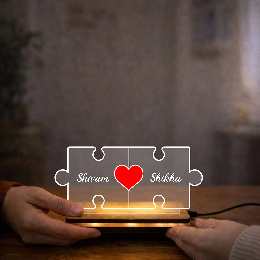 Personalized Puzzle Acrylic LED Lam-6x3" - Image 4
