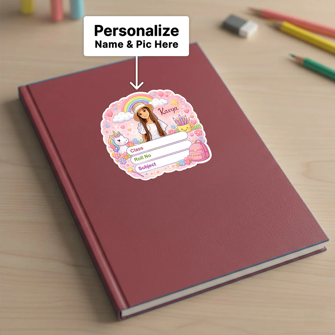 Personalized Rainbow Unicorn Girl Theme Kids Name Slips (2x3 Inch, 24 Stickers) - Image 3