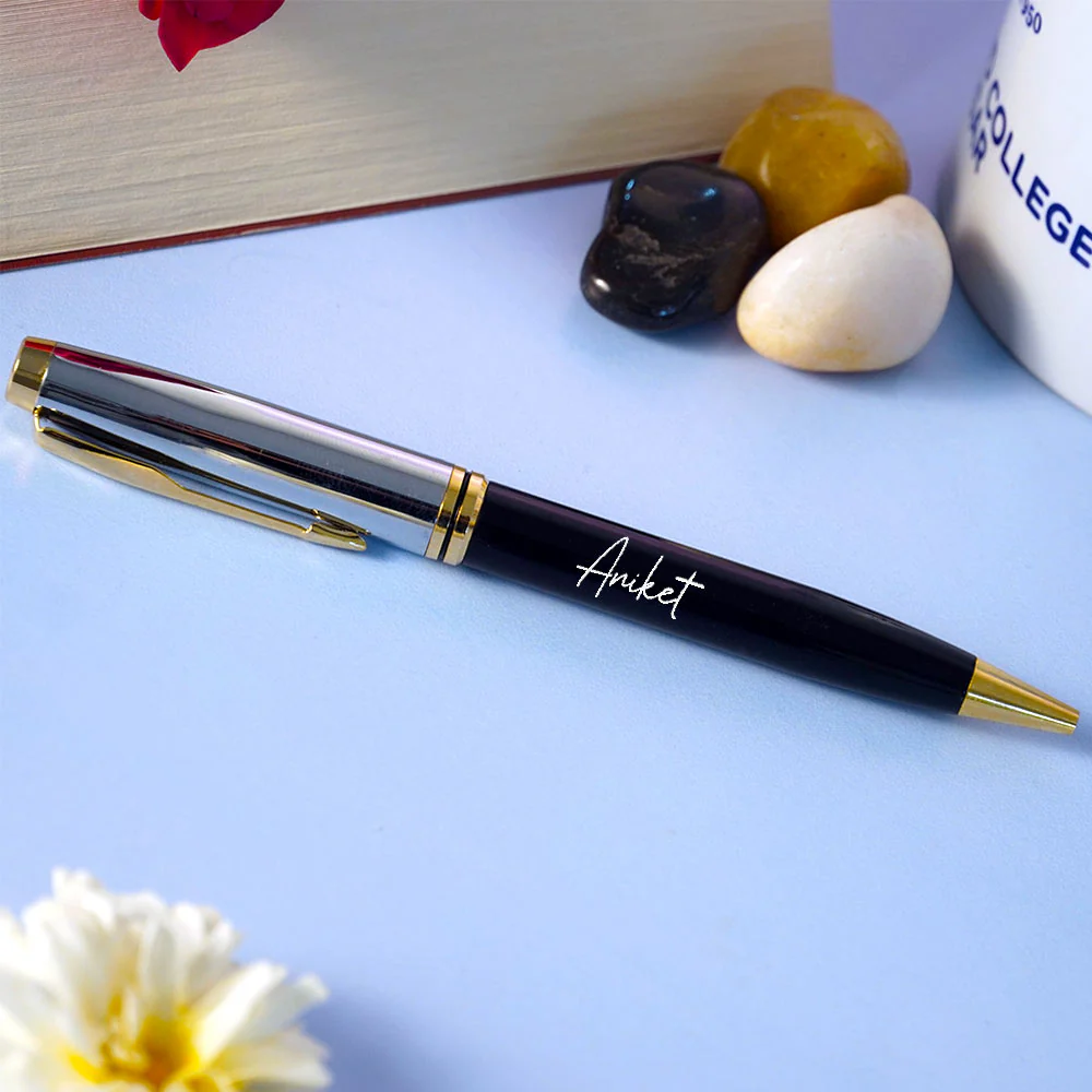 Engraving Metallic Finish Ball Pen - Black - Image 2